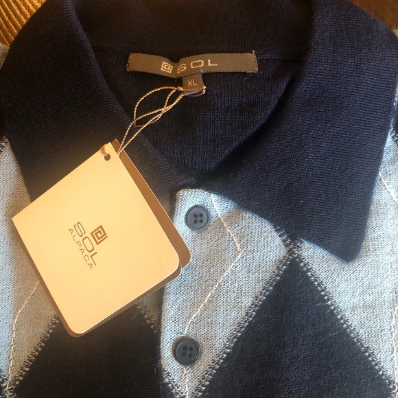 Argyle Polo Neck Pullover. Made in Peru - Picture 7 of 7